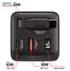 Verbatim GaN Charger 65W Universeel Zwart AC Snel opladen Binnen - Afbeelding 9