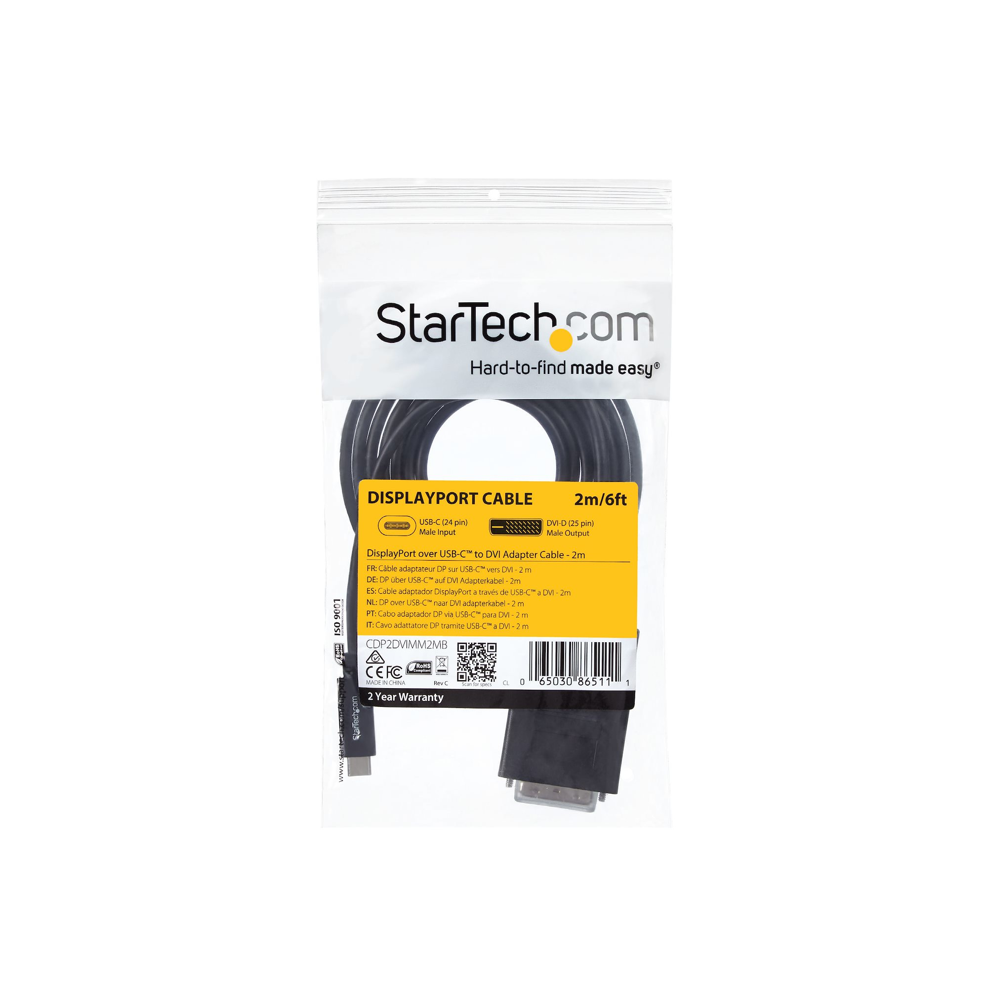 StarTech.com USB-C naar DVI adapter kabel 2 m 1920x1200 zwart - Afbeelding 9