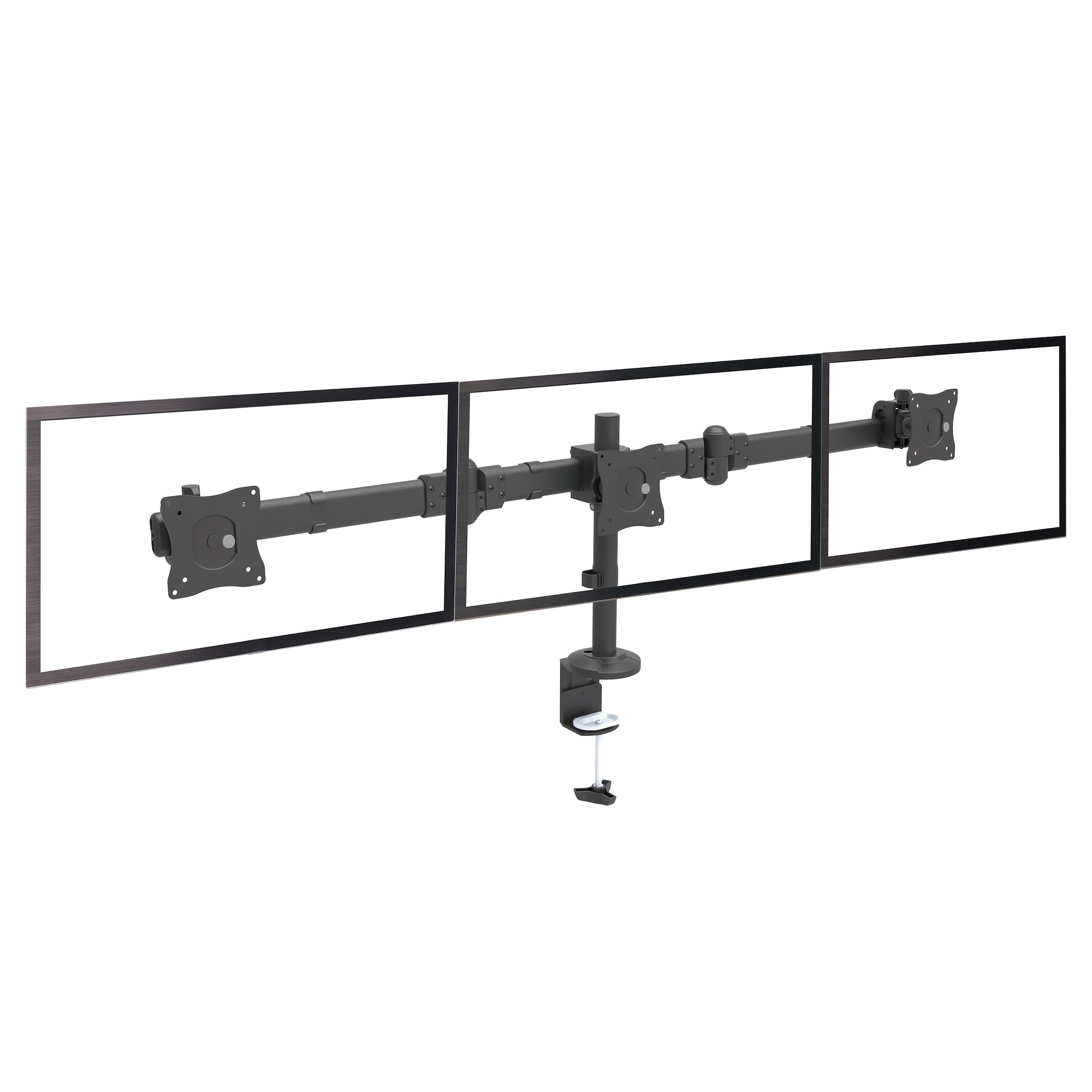 StarTech.com Triple Monitor Arm, Ergonomische VESA Monitor Beugel voor 3 Schermen tot 27", Scharnierend en in Hoogte Verstelbaar langs Verticale Arm, Kantelen/Zwenken/Roteren, Bureauklem/Doorvoertule - Afbeelding 9
