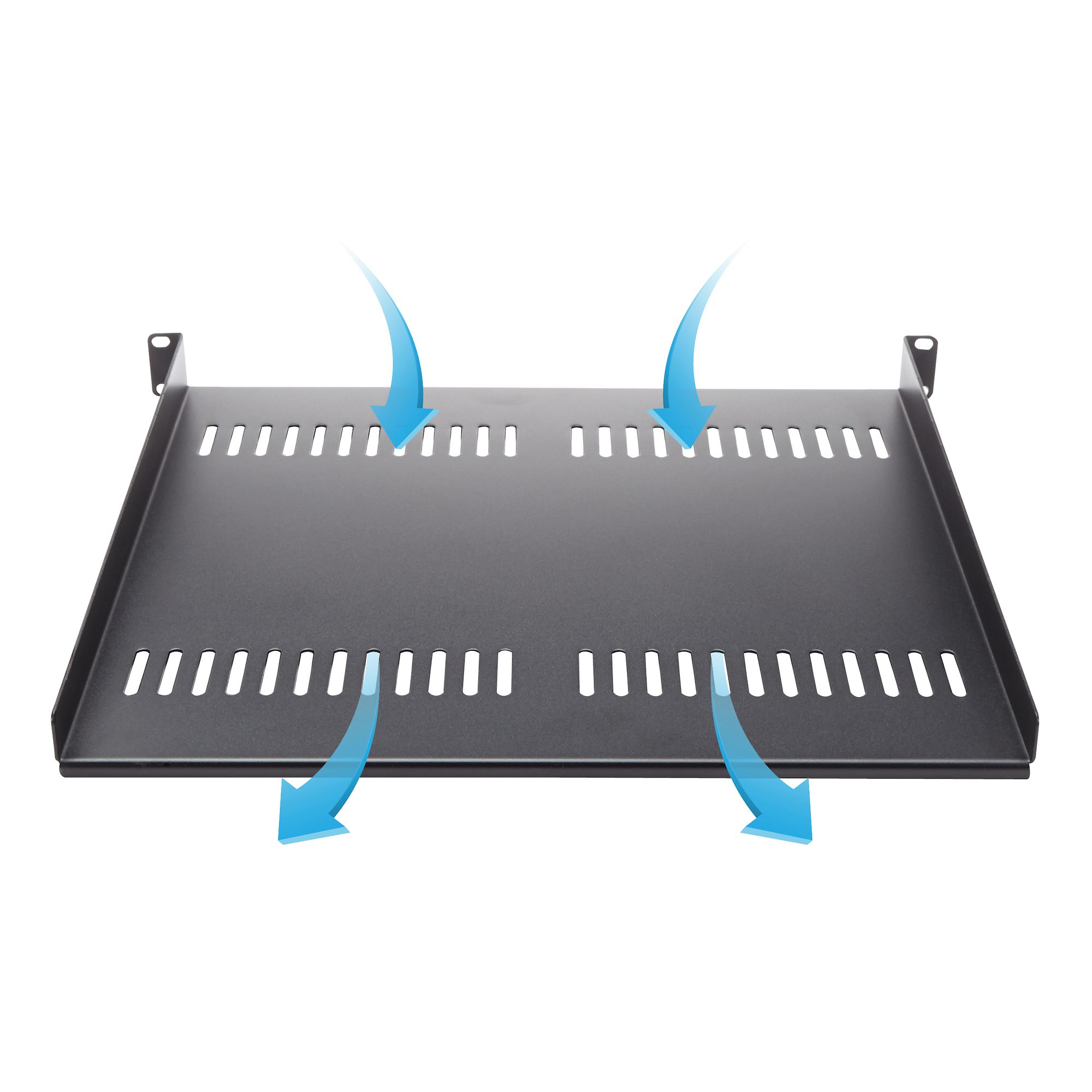 StarTech.com 1U Server Rack Schap - Universele Geventileerde Rack Mount Cantilever Shelf voor 19" Netwerk Kast & Apparatuur - Heavy Duty Staal - Capaciteit 20kg - Diepte 41cm (16”) - Zwart - Afbeelding 4