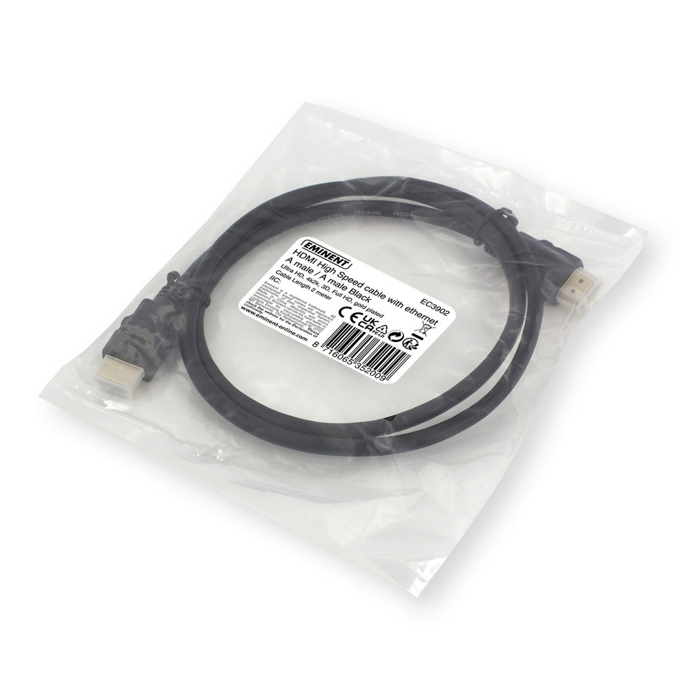 Ewent EC3902 HDMI kabel 2 m HDMI Type A (Standaard) Zwart - Afbeelding 3