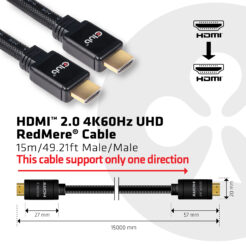 CLUB3D HDMI 2.0 4K60Hz UHD RedMere Kabel 15 meter - Afbeelding 4