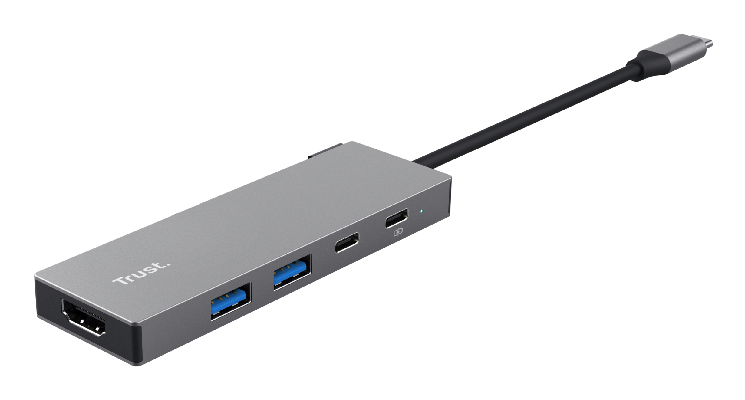 Trust Dalyx USB-C Hub - 4-poorts hub – USB-C aansluiting – 2x USB 3.2 en 2x USB 2.0 – Grijs - Afbeelding 5