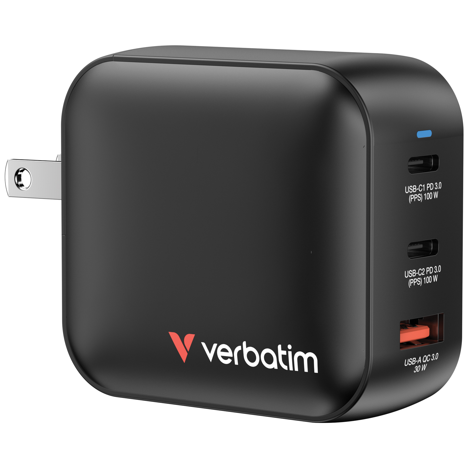 Verbatim GaN Charger 100W Universeel Zwart AC Snel opladen Binnen - Afbeelding 3