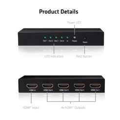 CLUB3D HDMI™ 4K@60Hz UHD Splitter AC Power 4 ports - Afbeelding 6