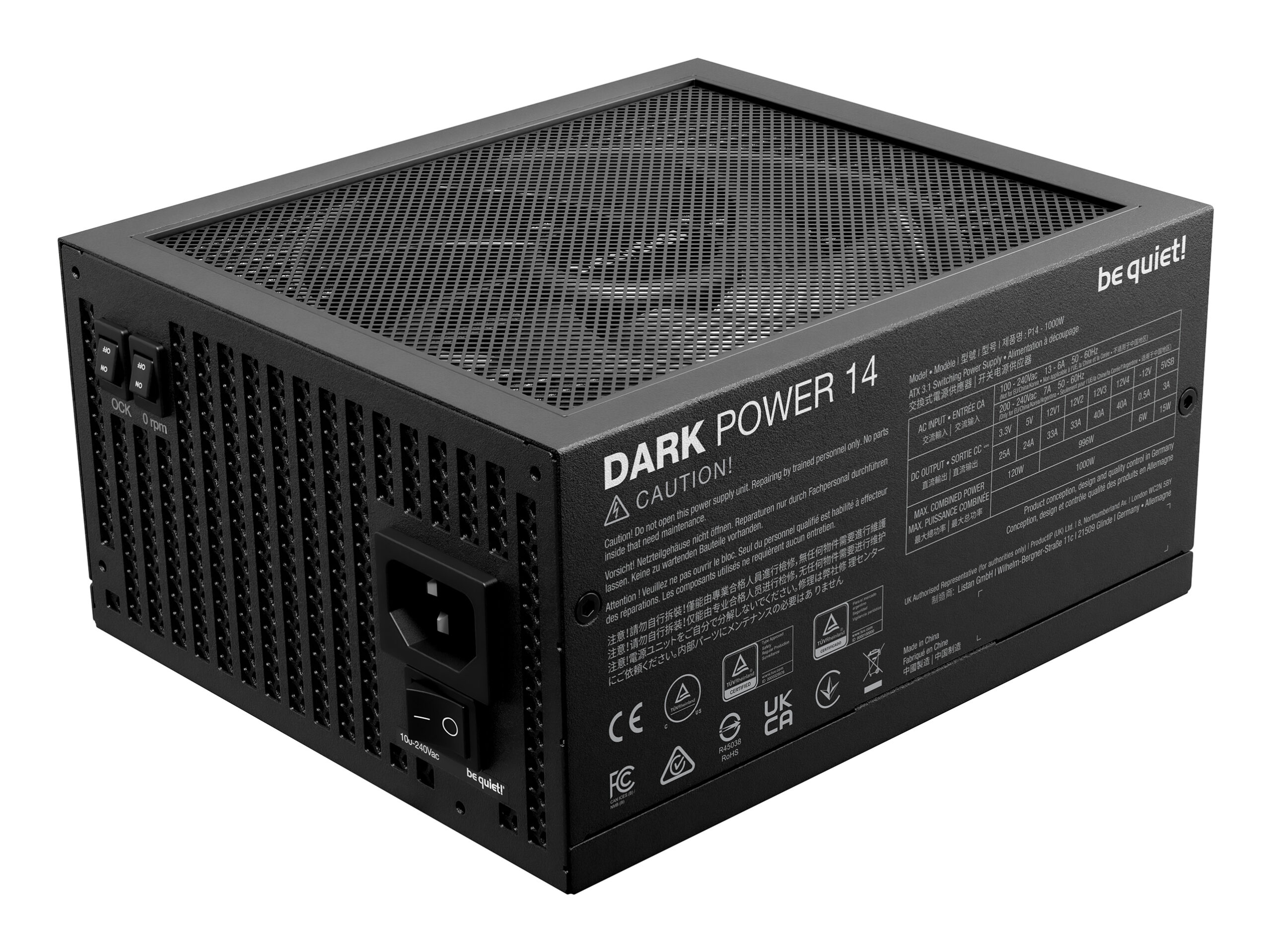 be quiet! Dark Power 14 1000 W - 80 Plus Titanium power supply unit 20+4 pin ATX ATX Zwart - Afbeelding 4