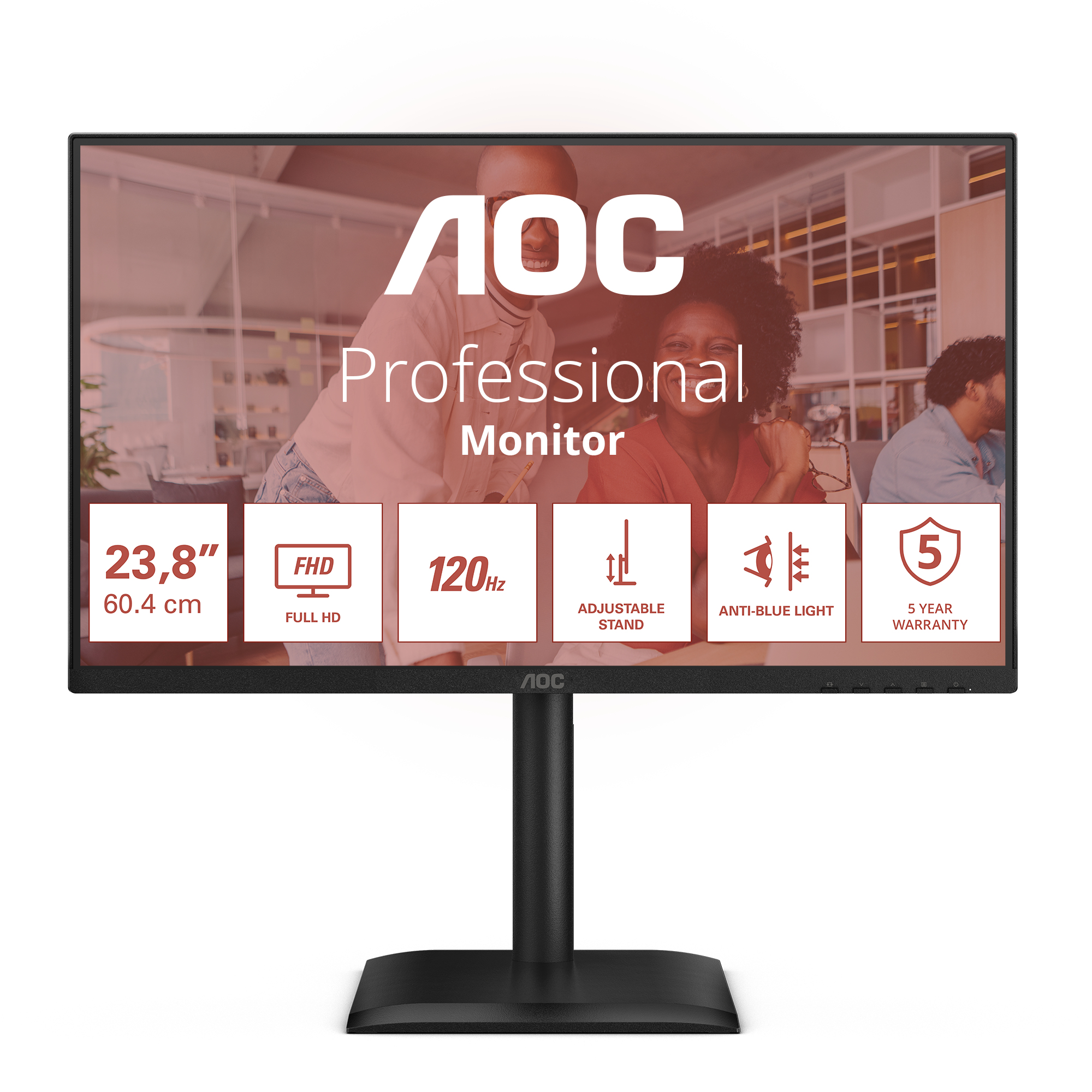 AOC E4 24E4CV computer monitor 60,5 cm (23.8") 1920 x 1080 Pixels Full HD LED Zwart - Afbeelding 2