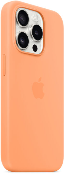MT1H3ZM/A Apple Silicone Case with MagSafe iPhone 15 Pro Sorbet Orange