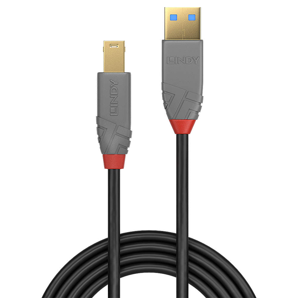 Lindy 36742 USB-kabel USB 3.2 Gen 1 (3.1 Gen 1) 2 m USB A USB B 5 Gbit/s Zwart, Grijs - Afbeelding 3