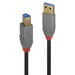 Lindy 36742 USB-kabel USB 3.2 Gen 1 (3.1 Gen 1) 2 m USB A USB B Zwart, Grijs