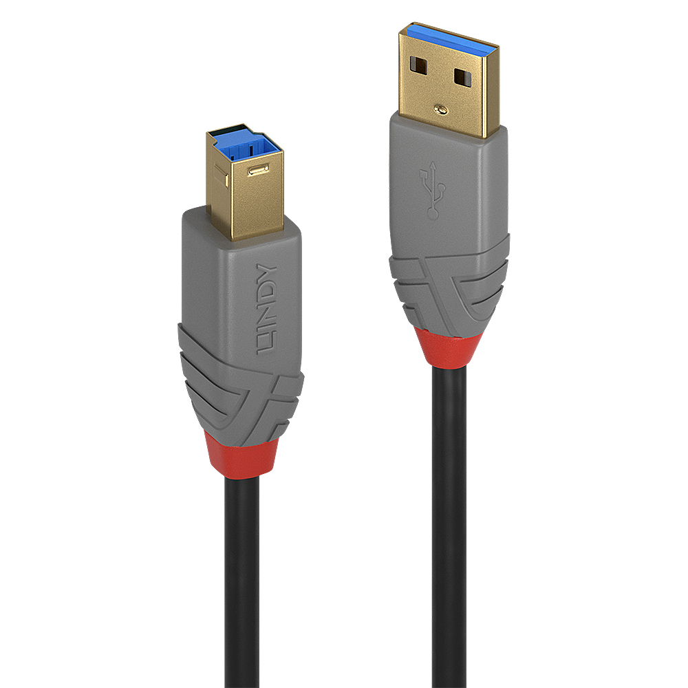 Lindy 36742 USB-kabel USB 3.2 Gen 1 (3.1 Gen 1) 2 m USB A USB B 5 Gbit/s Zwart, Grijs