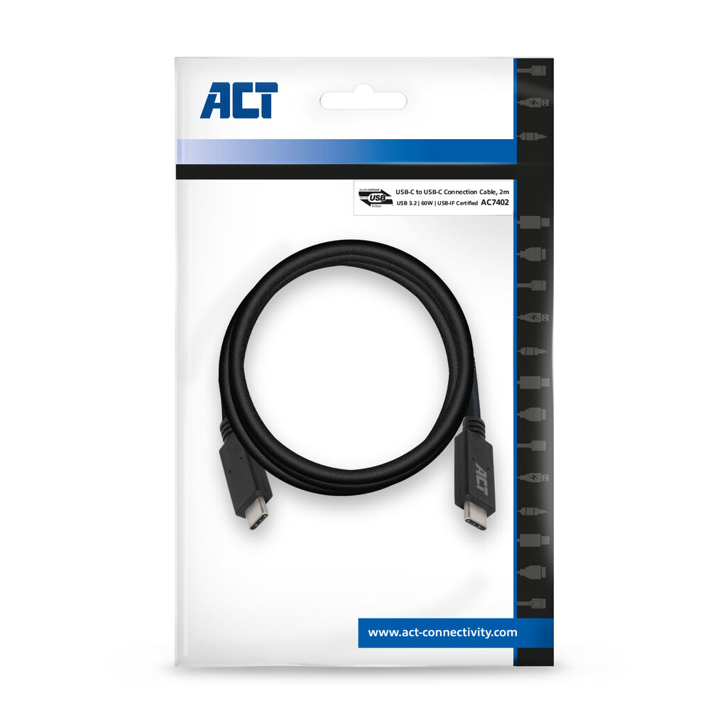 ACT USB 3.0 kabel, USB-C, USB-IF gecertificeerd, 2 meter - Afbeelding 3