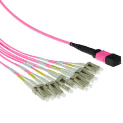 ACT 1 meter Multimode 50/125 OM4 fanout patchkabel 1 X MTP female - 6 X LC duplex 12 vezels