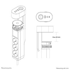 Neomounts DS22-840WH6 Bureaucontactdoos met klem en USB-C en USB-A poorten - Quick-charge - Afbeelding 17