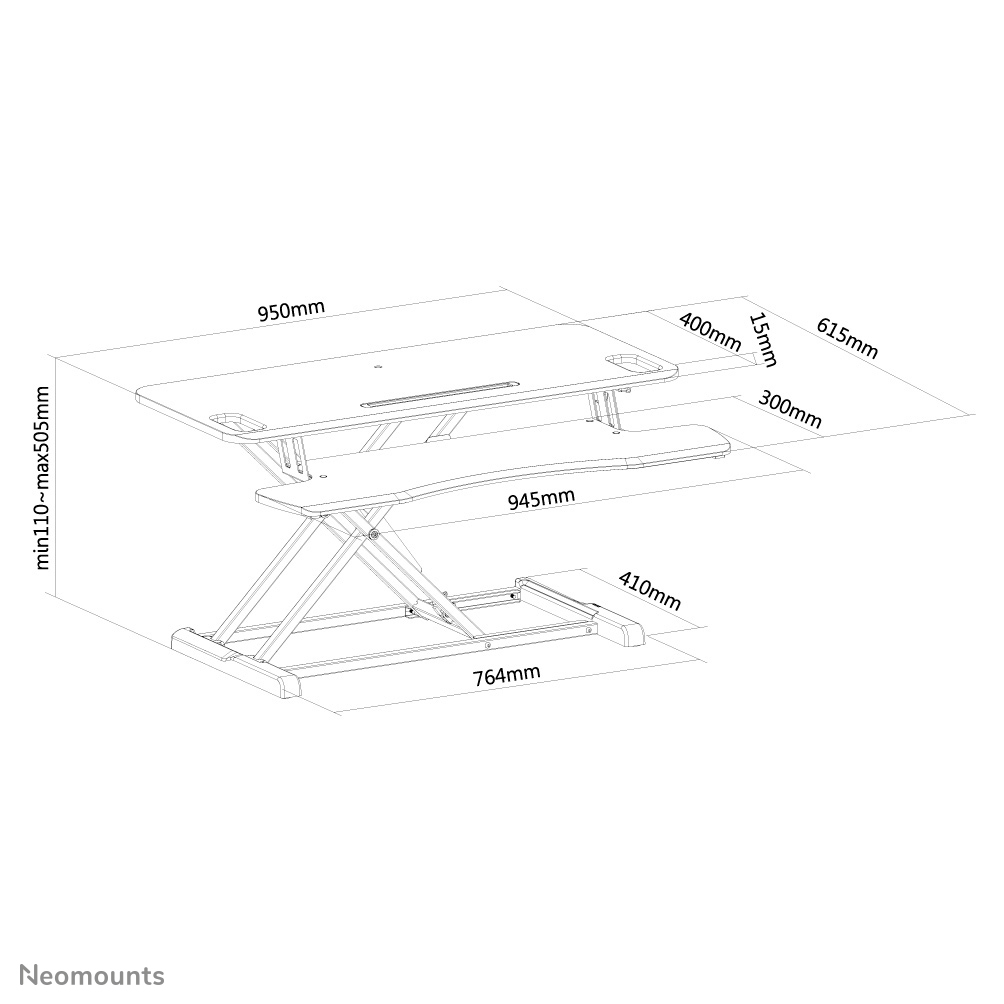 Neomounts NS-WS300BLACK Zit-stawerkplek - gasveer - Afbeelding 14