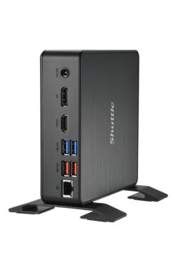 Shuttle XPC Nano PC NC40U, Intel Celeron 7305U, 1x HDMI, 1x DP,1xUSB-C/DP, 6x USB3.2, 1x 2.5" bay, 2x M.2, 1x LAN, RAID, 24/7 permanent gebruik, incl. VESA & Stand