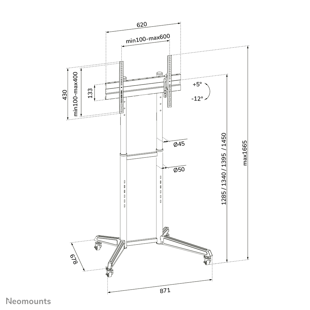 Neomounts FL50-540BL1 TV trolley 37-70" - Afbeelding 16