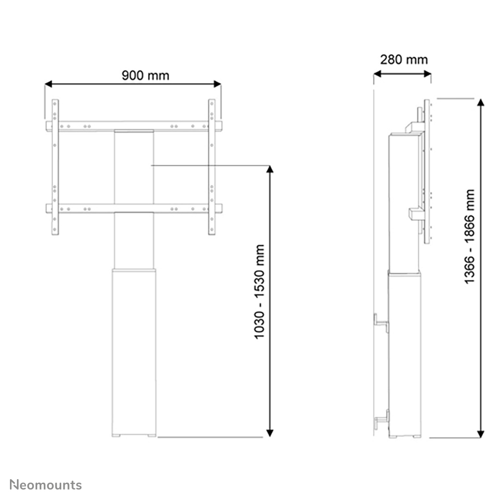 Neomounts PLASMA-W2250BLACK TV vloerstandaard 42-100" - wand - gemotoriseerd - Afbeelding 3