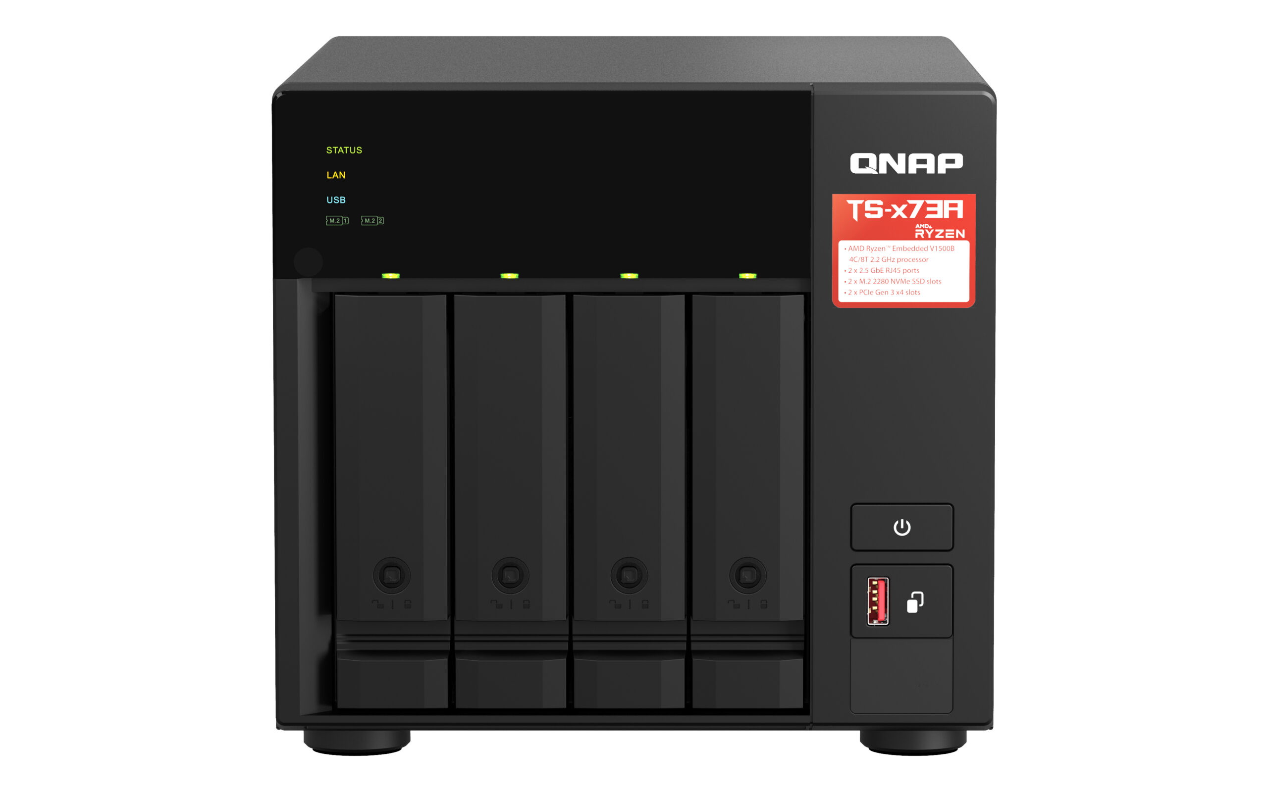 QNAP TS-473A NAS Tower Ryzen Embedded V1500B 8 GB DDR4 0 TB QNAP Turbo System Zwart - Afbeelding 2