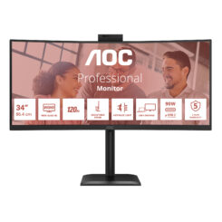 AOC CU34E4CW/75 computer monitor 86,4 cm (34") 3440 x 1440 Pixels Zwart - Afbeelding 2