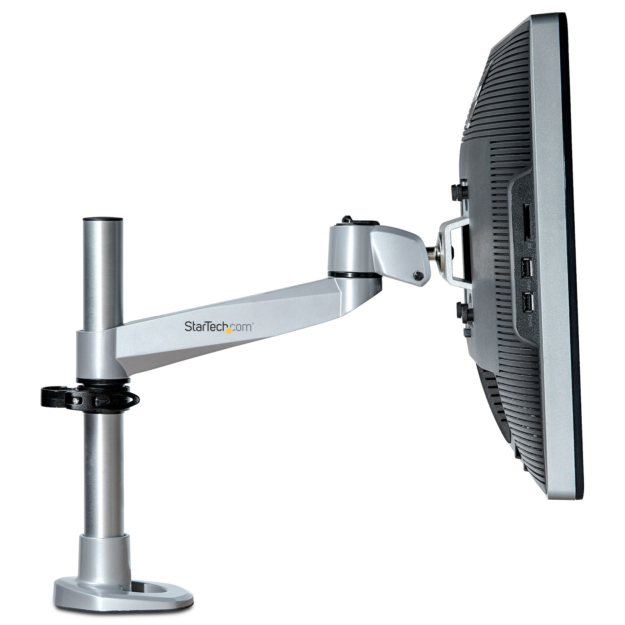 StarTech.com Monitorarm voor VESA Flatscreen, Curved/Utrawide of Apple iMac/Thunderbolt Monitor tot 49"/14kg - Premium Aluminium Steun voor Enkel Scherm - Kliksysteem - Klem/Doorvoer - Afbeelding 4