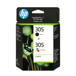 HP 305 originele drie-kleuren / zwarte inktcartridge, 2-pack