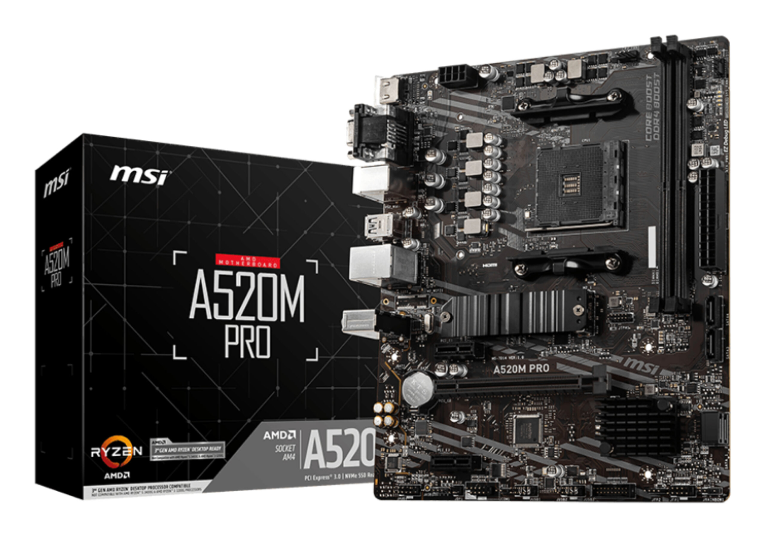 MSI A520M PRO moederbord AMD A520 Socket AM4 micro ATX
