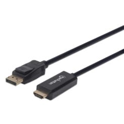 Manhattan DisplayPort 1.2 naar HDMI kabel, 4K@60Hz, 1,8 m, mannelijk naar mannelijk, met vergrendeling, niet bi-directioneel, zwart, 3 jaar garantie, equivalent aan 6F-DP-HDMI-4K60-HDR (20 cm korter) - Afbeelding 2