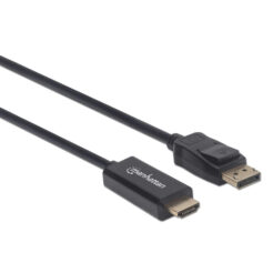 Manhattan DisplayPort 1.2 naar HDMI kabel, 4K@60Hz, 1,8 m, mannelijk naar mannelijk, met vergrendeling, niet bi-directioneel, zwart, 3 jaar garantie, equivalent aan 6F-DP-HDMI-4K60-HDR (20 cm korter) - Afbeelding 3