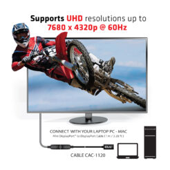 CLUB3D Mini DisplayPort 1.4 to DisplayPort Extension Cable 8K60Hz DSC 1.2 HBR3 HDR Bidirectional F/M 1m - Afbeelding 6