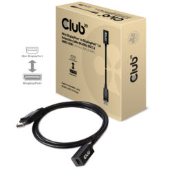 CLUB3D Mini DisplayPort 1.4 to DisplayPort Extension Cable 8K60Hz DSC 1.2 HBR3 HDR Bidirectional F/M 1m - Afbeelding 3