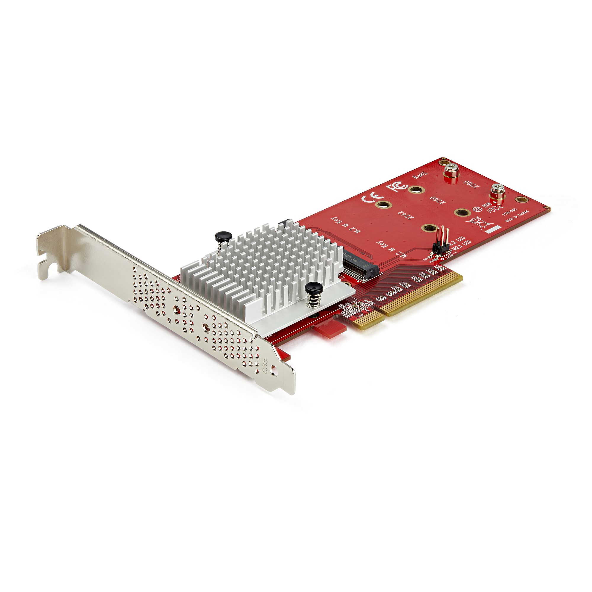 StarTech.com Dual M.2 PCIe SSD Adapter Kaart, x8 / x16 Dual NVMe of AHCI M.2 SSD naar PCI Express 3.0, M.2 NGFF PCIe (M-Key) Compatibel, Ondersteunt 2242, 2260, 2280, JBOD, Mac & PC - Afbeelding 2