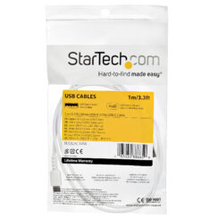 StarTech.com 1m USB-A naar USB-C Laadkabel, Robuuste Fast Charge & Sync Kabel, 3A, USB 2.0, TPE Mantel en Aramidevezels - Witte USB Oplaadkabel - Afbeelding 8
