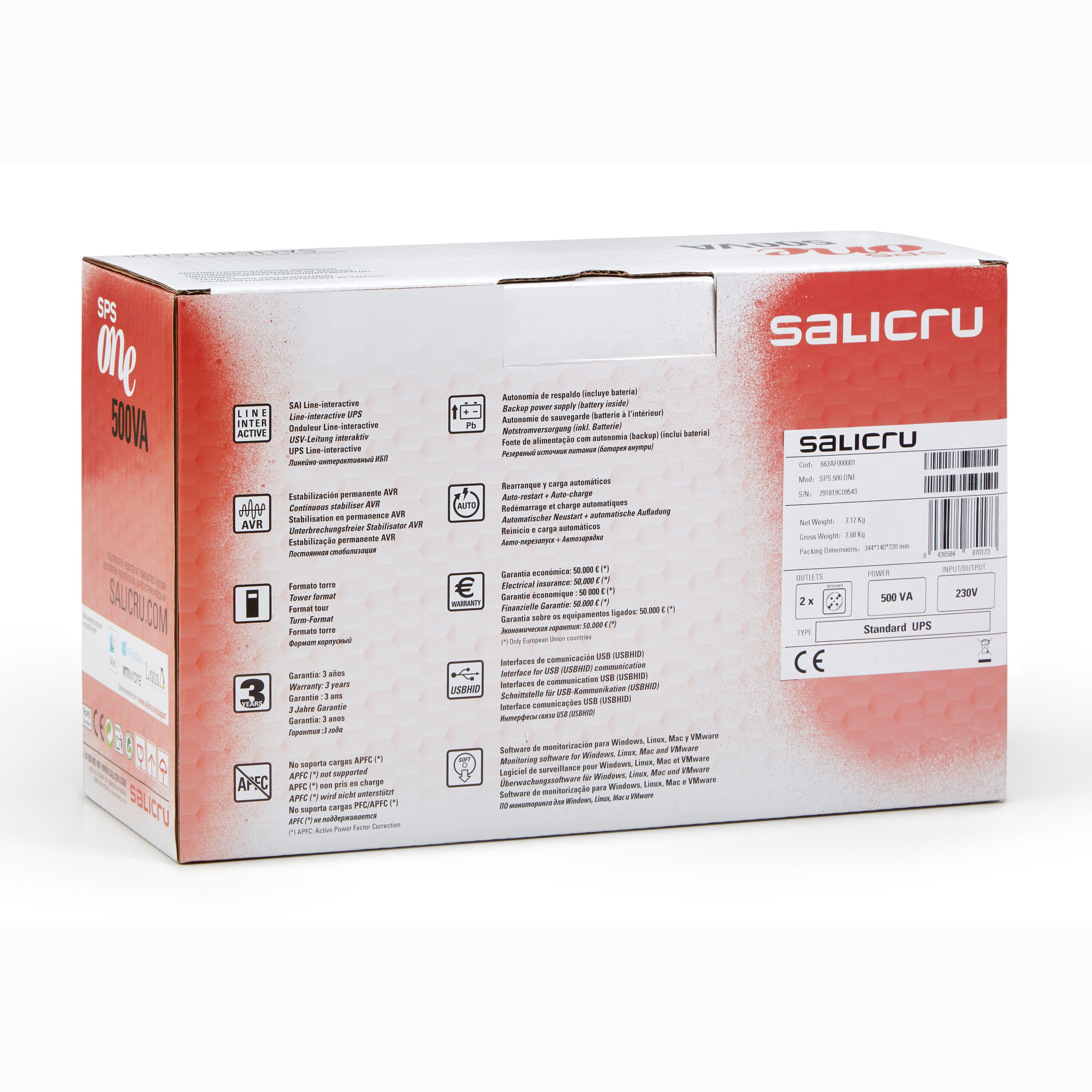 Salicru 662AF000001 UPS Line-interactive 0,5 kVA 240 W 2 AC-uitgang(en) - Afbeelding 6