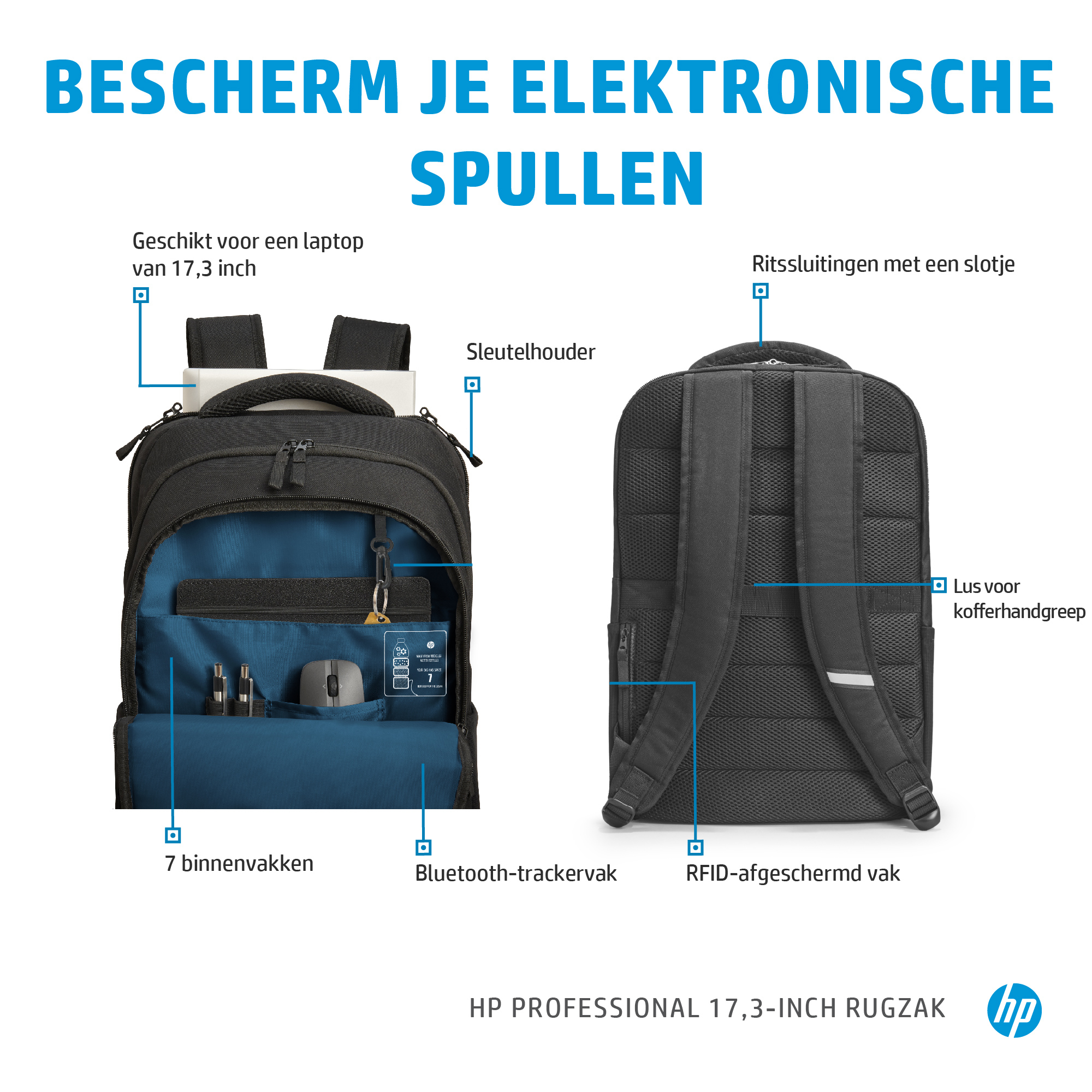 HP Professional 17,3-inch rugzak - Afbeelding 8