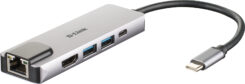 D-Link DUB-M520 laptop dock & poortreplicator Bedraad Thunderbolt 3 Aluminium