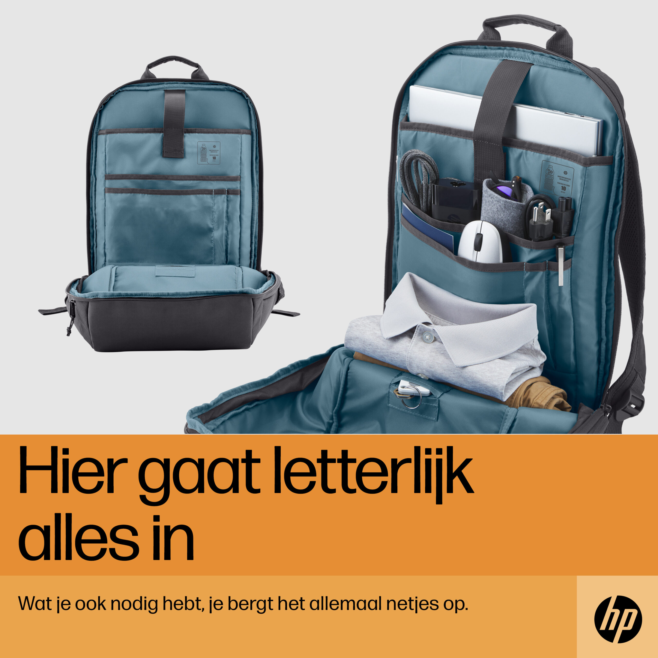 HP Travel 15,6 Laptop Backpack, 18 liter, Iron Grey - Afbeelding 9