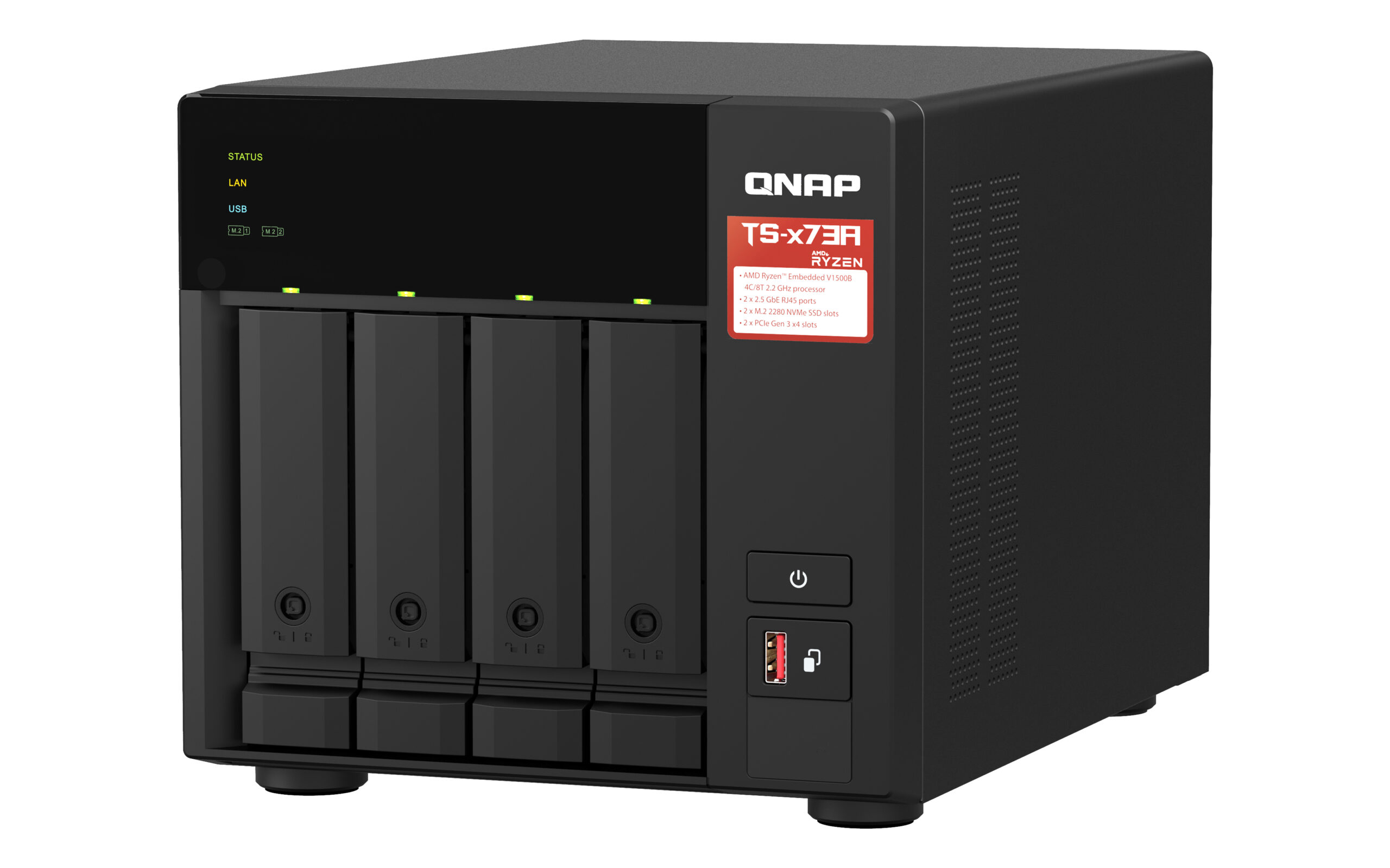 QNAP TS-473A NAS Tower Ryzen Embedded V1500B 8 GB DDR4 0 TB QNAP Turbo System Zwart - Afbeelding 5