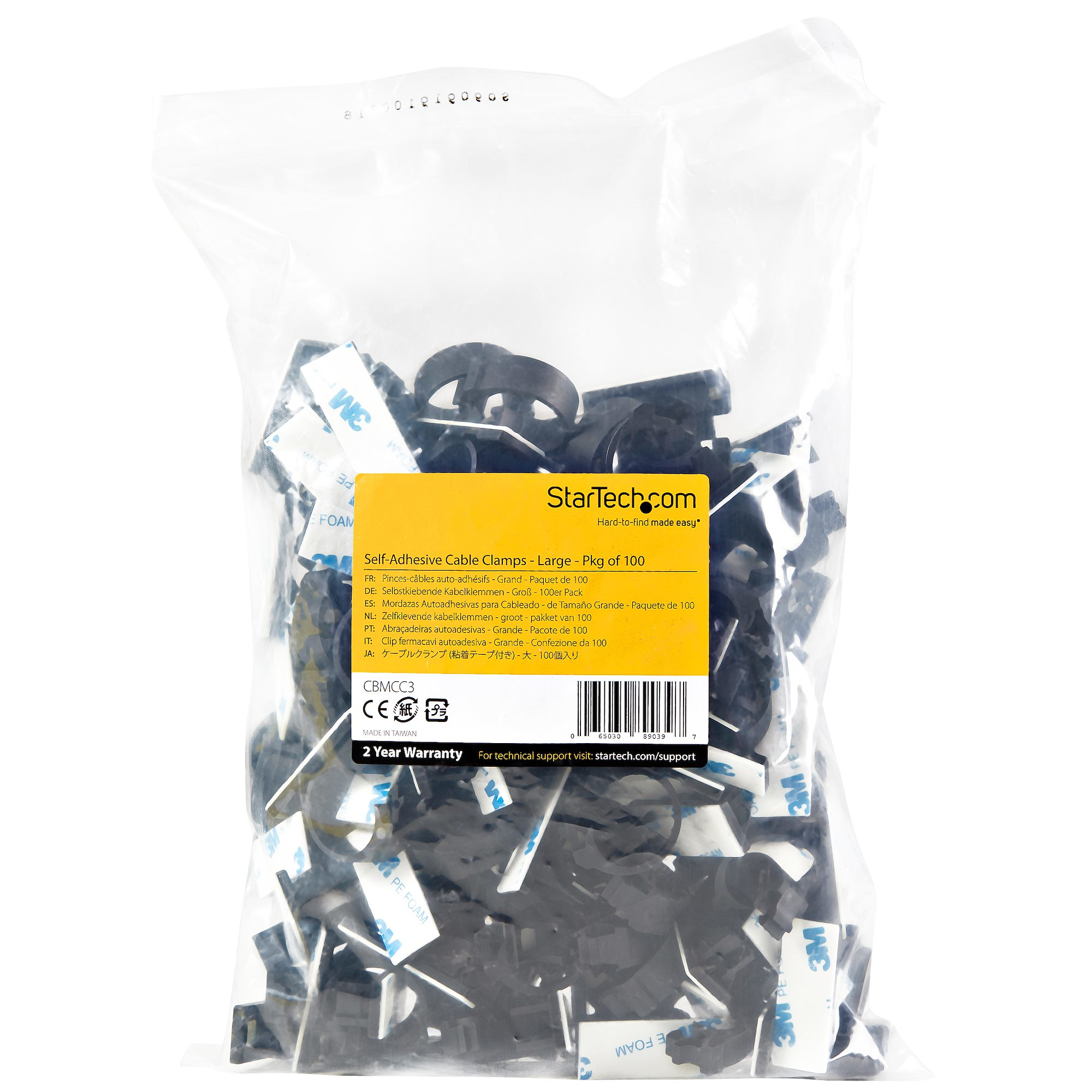 StarTech.com 100 Zelfklevende Kabelmanagement Clips, 17mm, Zwart, Netwerk/Ethernet/Bureau/Computer Kabelbeheer, Klevende Kabelhouders, Zelfklevende Klem, Nylon, UL/94V-2 Brandklasse - Afbeelding 8