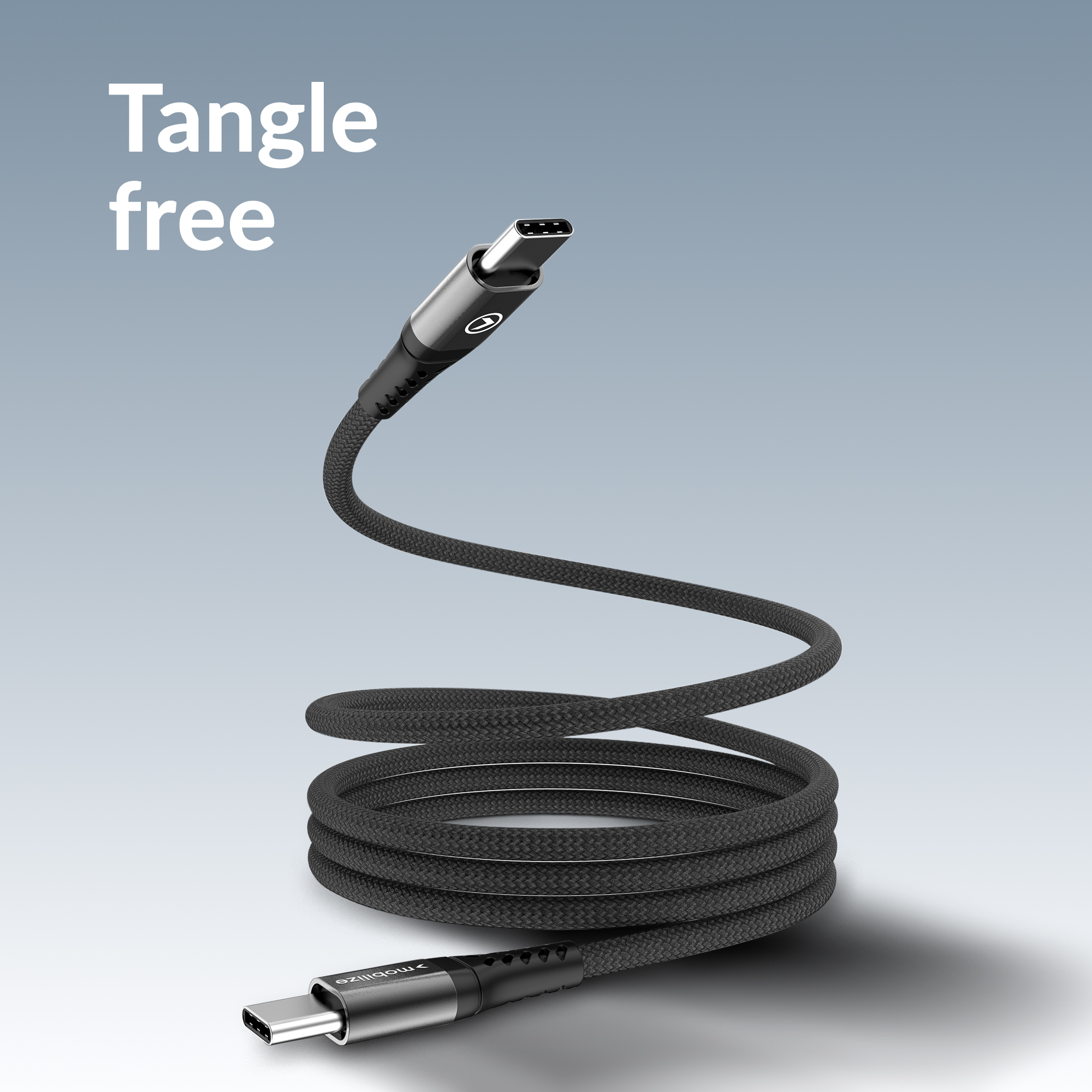 Mobilize Magnetic Nylon Cable - USB-C to USB-C - 1m. - 100W Black - Afbeelding 2