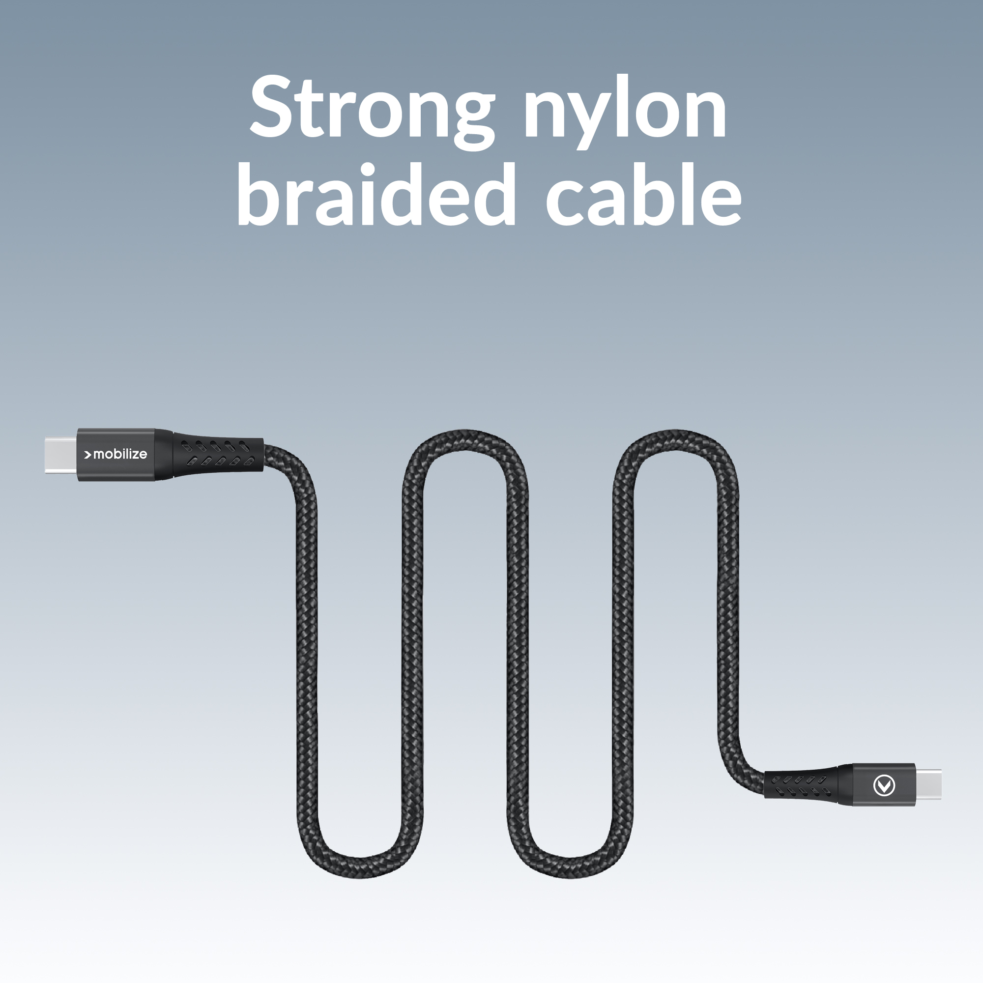 Mobilize Magnetic Nylon Cable - USB-C to USB-C - 1m. - 100W Black - Afbeelding 4