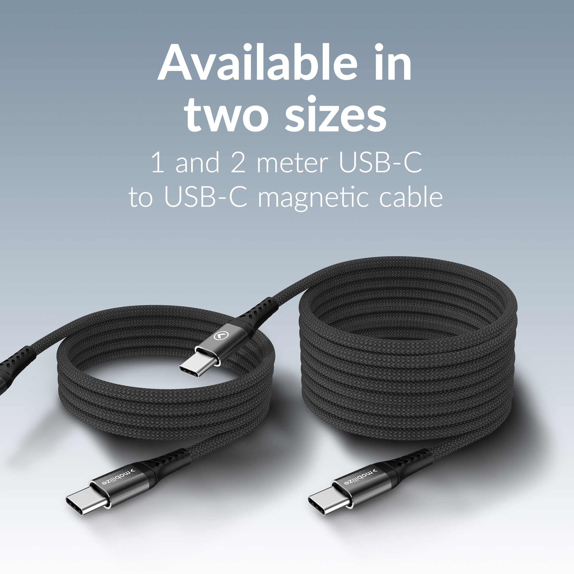 Mobilize Magnetic Nylon Cable - USB-C to USB-C - 1m. - 100W Black - Afbeelding 7