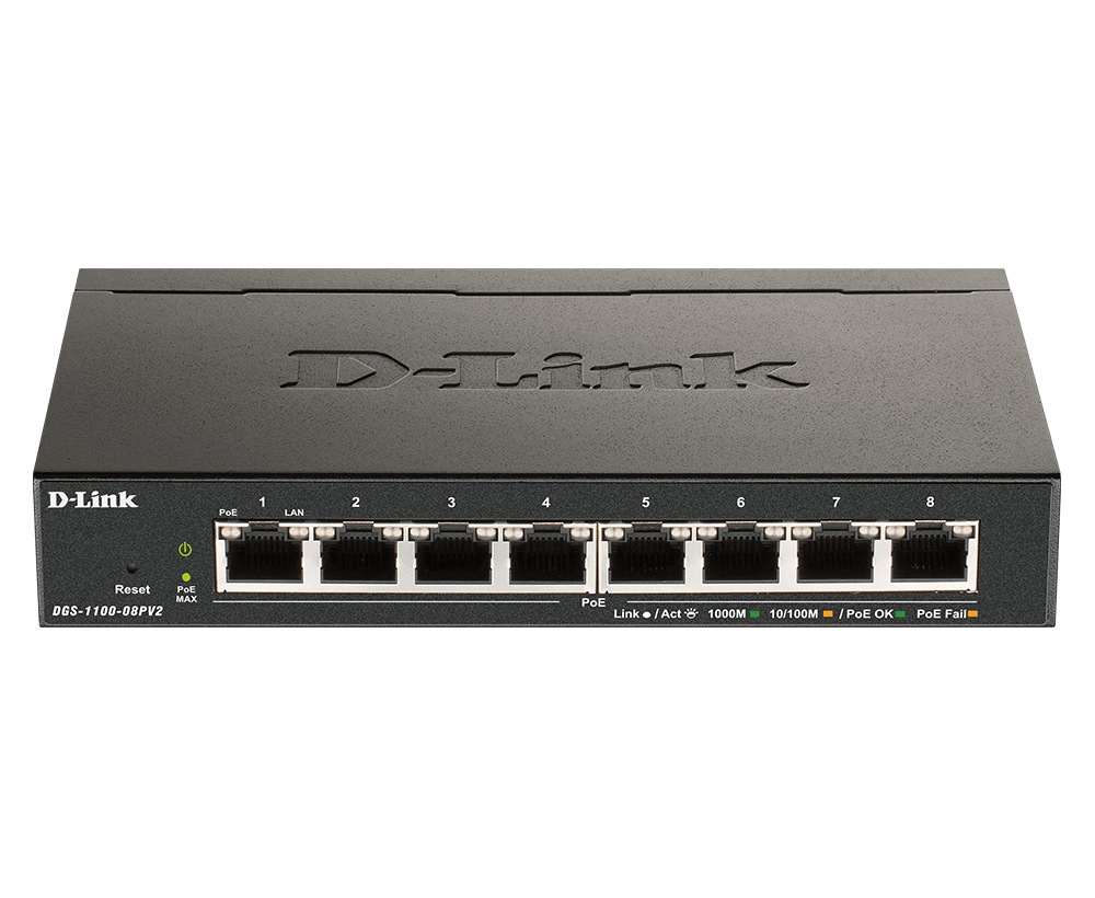 D-Link DGS-1100-08PV2 Managed L2/L3 Gigabit Ethernet (10/100/1000) Power over Ethernet (PoE) Zwart - Afbeelding 2
