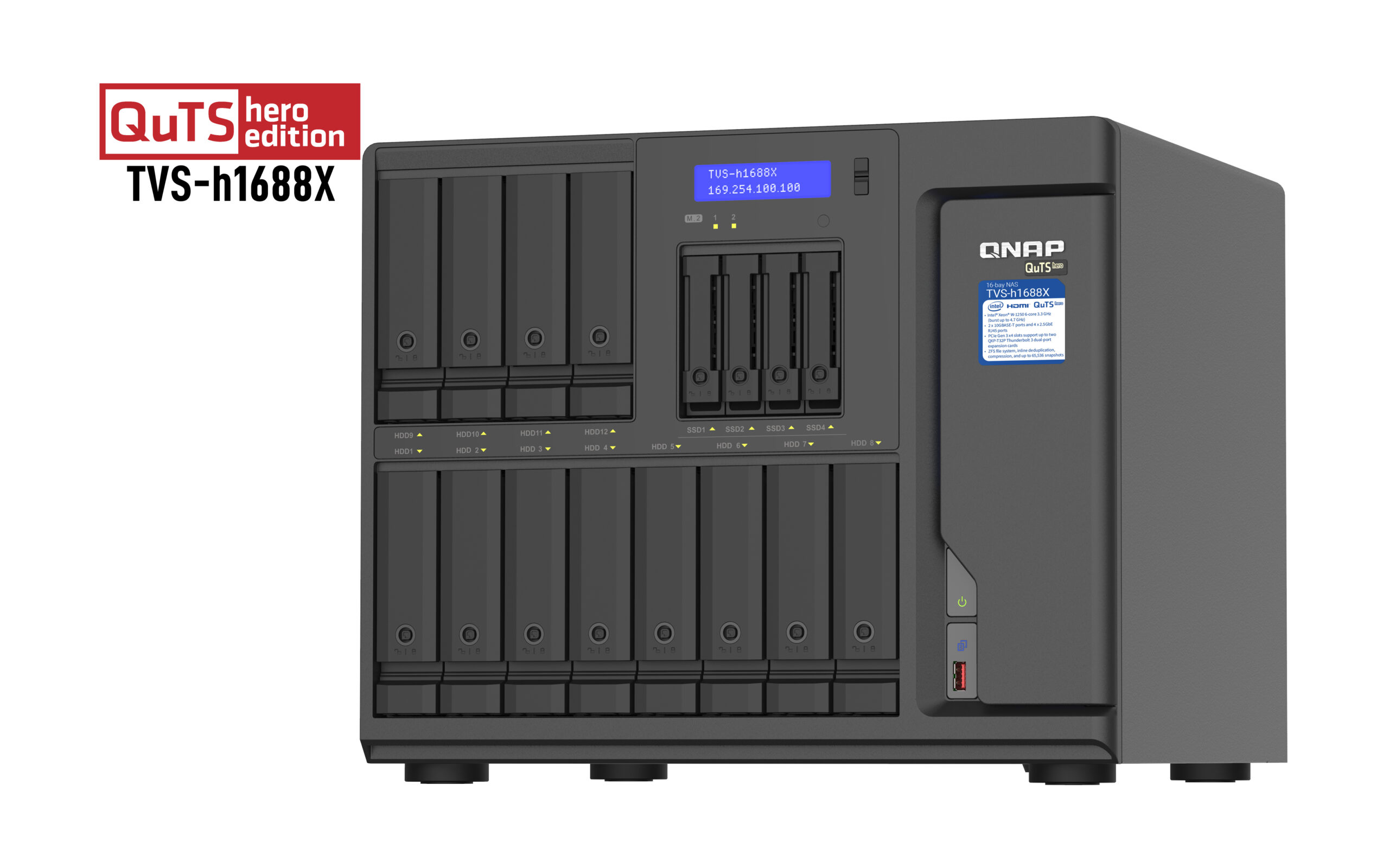 QNAP TVS-h1688X NAS Tower Intel® Xeon® W-1250 32 GB DDR4 0 TB QuTS hero Zwart - Afbeelding 7