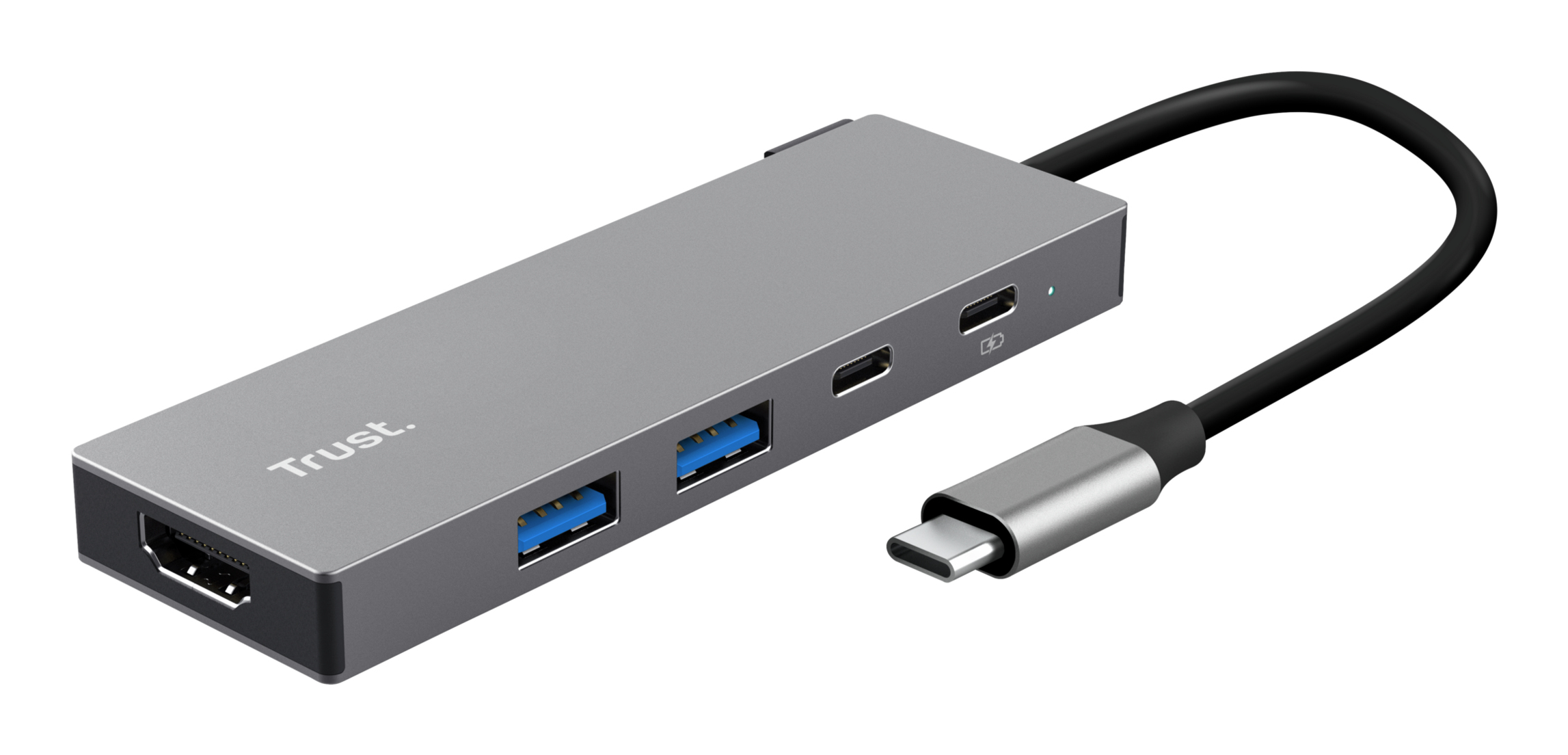 Trust Dalyx USB-C Hub - 4-poorts hub – USB-C aansluiting – 2x USB 3.2 en 2x USB 2.0 – Grijs