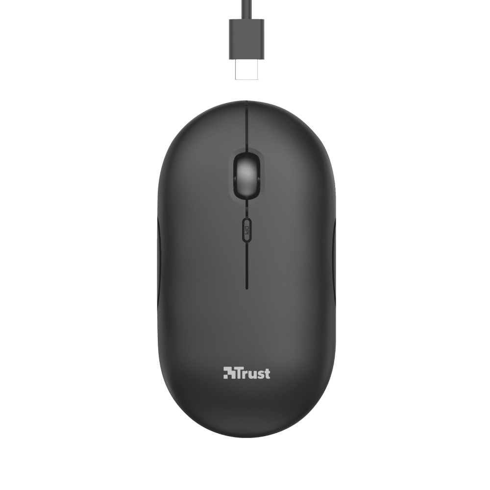 Trust Puck Draadloze Muis - Multi-device muis – USB en Bluetooth verbinding – 1600 DPI – Grijs - Afbeelding 3