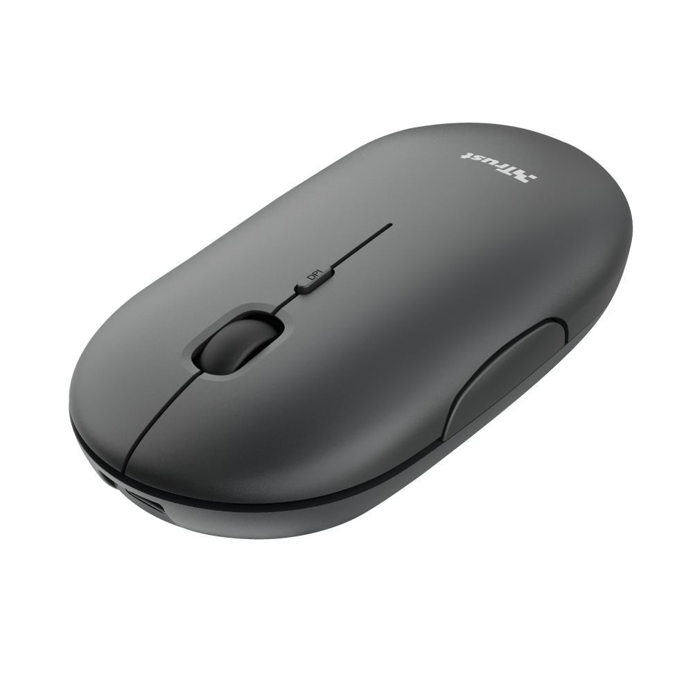 Trust Puck Draadloze Muis - Multi-device muis – USB en Bluetooth verbinding – 1600 DPI – Grijs - Afbeelding 4