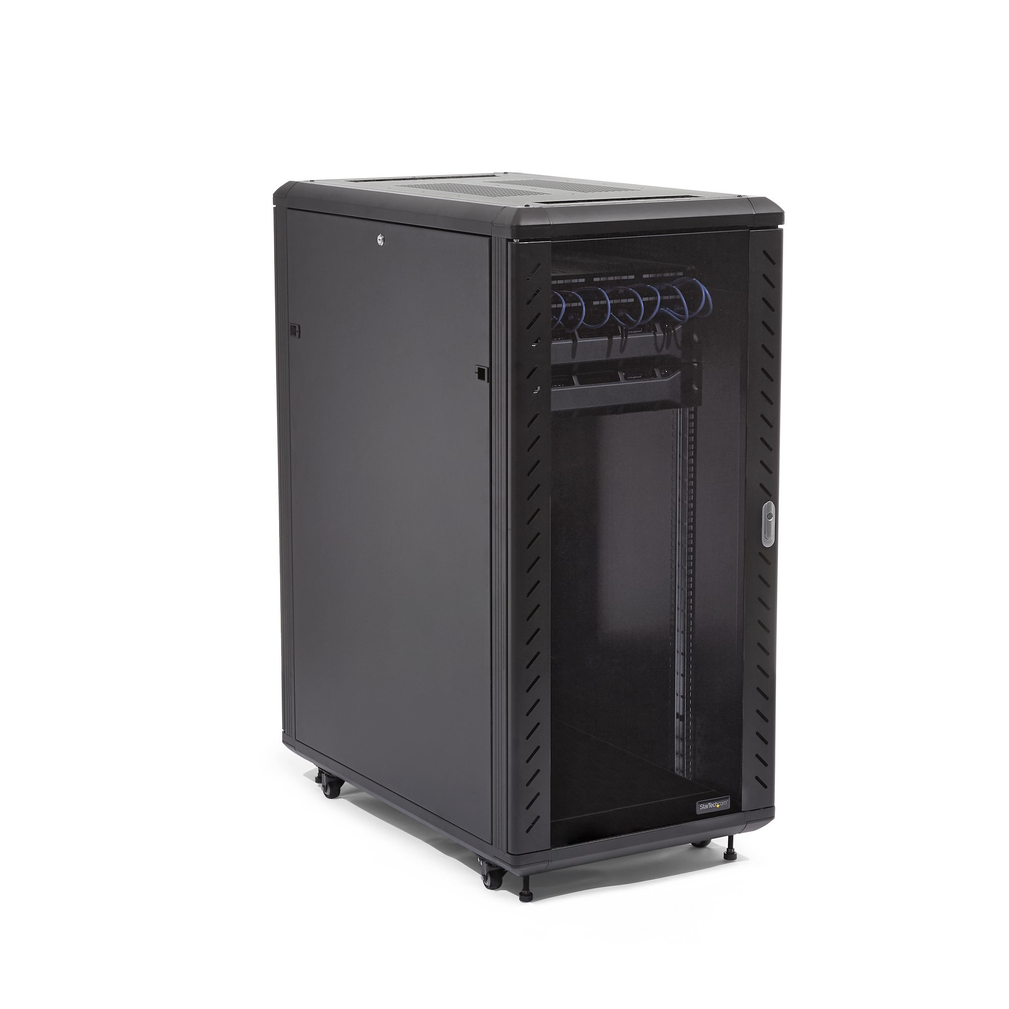 StarTech.com 4 Post 32U Netwerkkast, Vergrendelbare 19" Patchkast voor Computer / AV / IT / Data Apparatuur, Server Rack voor Bureau/Thuis met Wielen & Verstelbare Montagerails - Afbeelding 4
