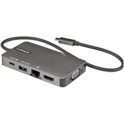 StarTech.com USB-C Multiport Adapter - USB-C to 4K 30Hz HDMI or 1080p VGA - USB Type-C Mini Dock met 100W Power Delivery Passthrough, 3-Port USB Hub 5Gbps, GbE - 30cm Kabel