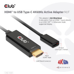 CLUB3D HDMI to USB Type-C 4K60Hz Active Adapter M/F - Afbeelding 7